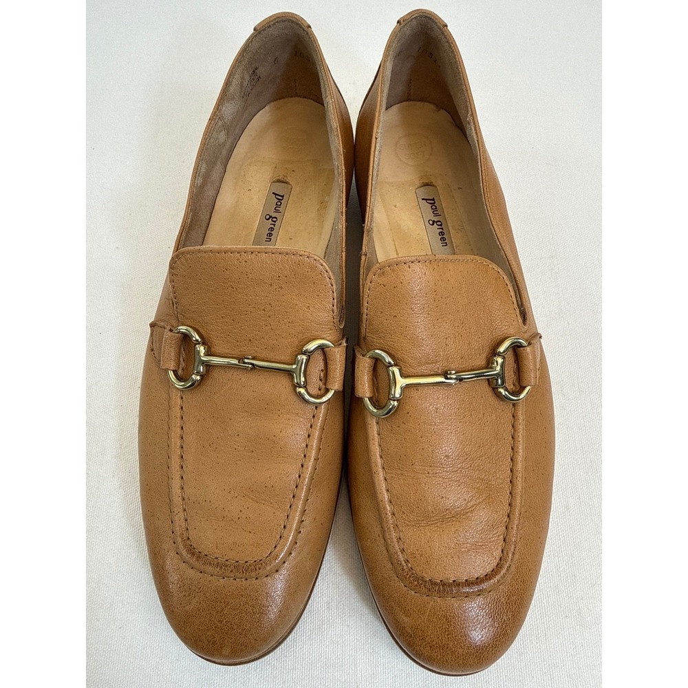 Paul Green Bit Loafers Women Size US 8.5 / UK 6 Tan Leather Lug Sole Academia